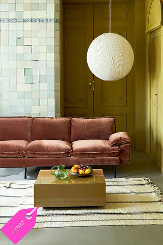 HKliving Retro 4-Seater Sofa in Magnolia Velvet - SECONDS