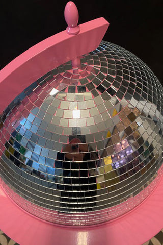 The top of the silver disco ball drinks trolley showing the imperfectly glued tiles.