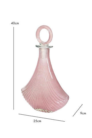 Dimension image of the Pink Glass Art Deco Decanter