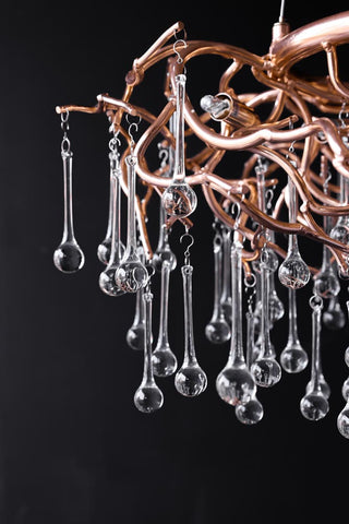 Close-up image of the droplets on the Rose Gold Droplet Chandelier