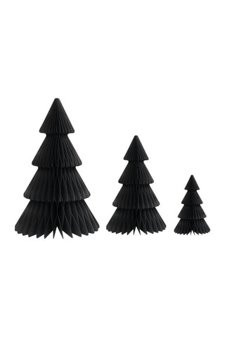 Image of the Set Of 3 Black Honeycomb Christmas Trees on a white background