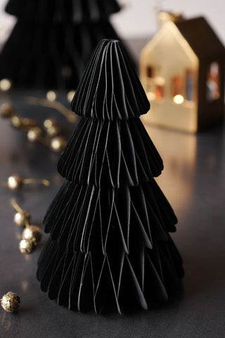 Image of the Set Of 3 Black Honeycomb Christmas Trees