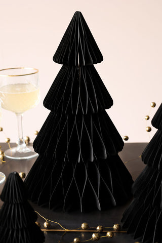 Image of the large tree for the Set Of 3 Black Honeycomb Christmas Trees