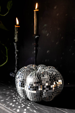 Silver Disco Pumpkin Decoration