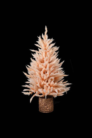 Image of the Small Faux Pampas Grass Christmas Tree on a black background