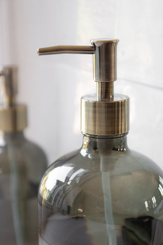 Smoked Glass Soap Dispenser Bottle - 2 Sizes Available