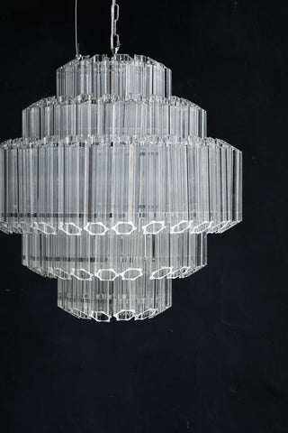 Image of the Stunning Art Deco Crystal Chandelier not lit