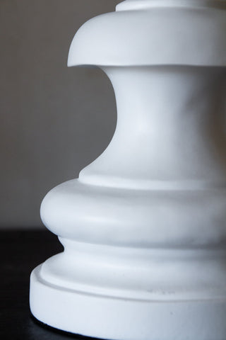 Image of the base on the White Turned Wood Table Lamp With Linen Lamp Shade