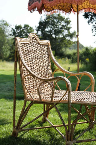 Close-up image of the Beautiful Cane Seated Sun Lounger