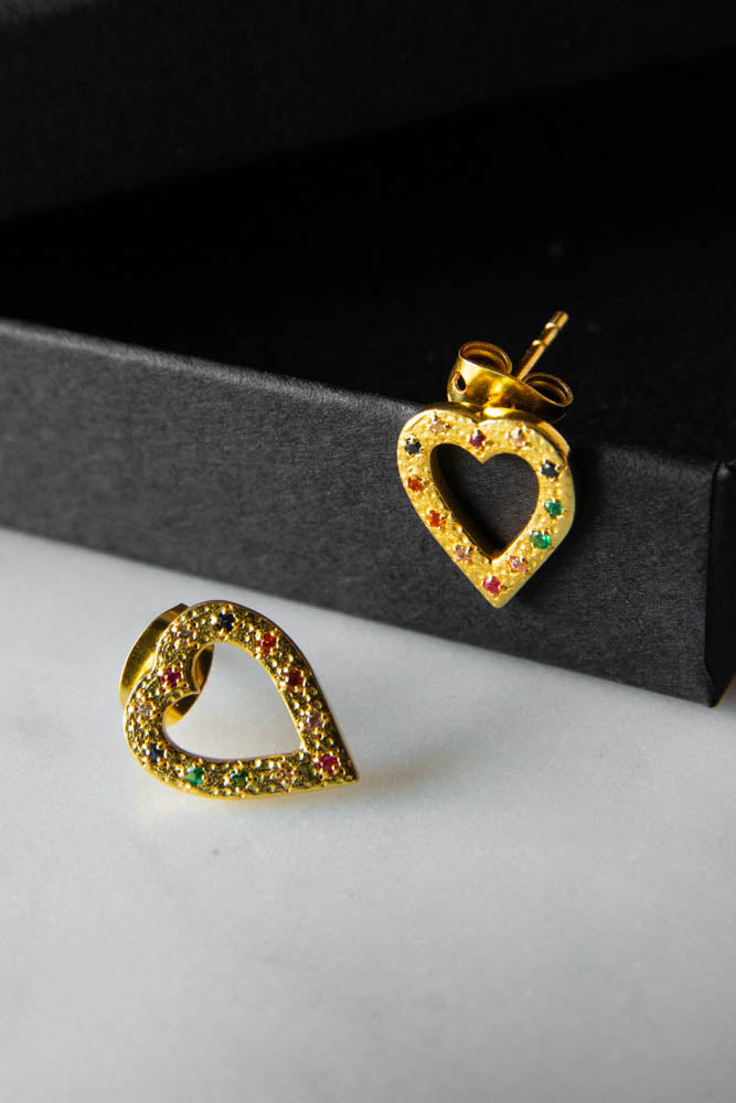 Buy Cute Daily Wear 1 Gram Gold Plain Heart Shape Stud Earrings for Kids