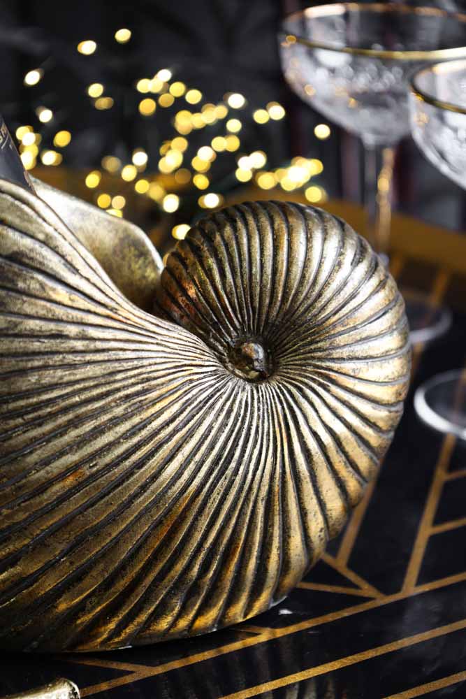 Large Vintage Brass Nautilus Sea Shell Planter | Hollywood Regency Pedestal  