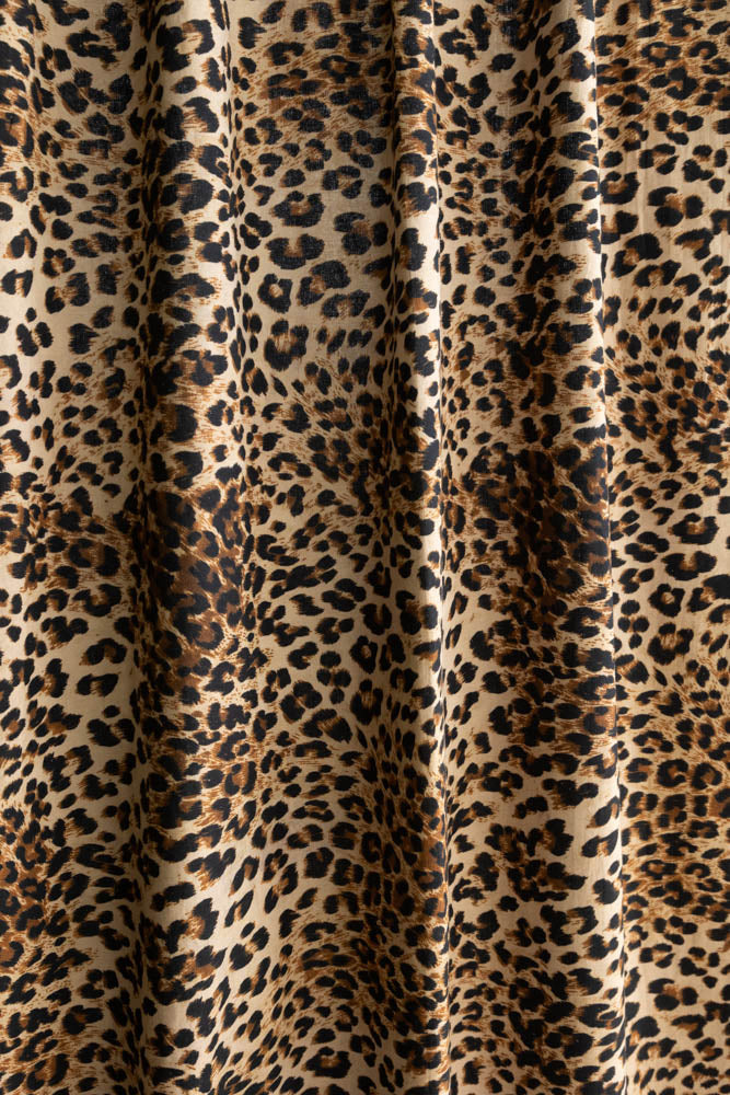 Set Of 2 Leopard Print Cotton Curtains